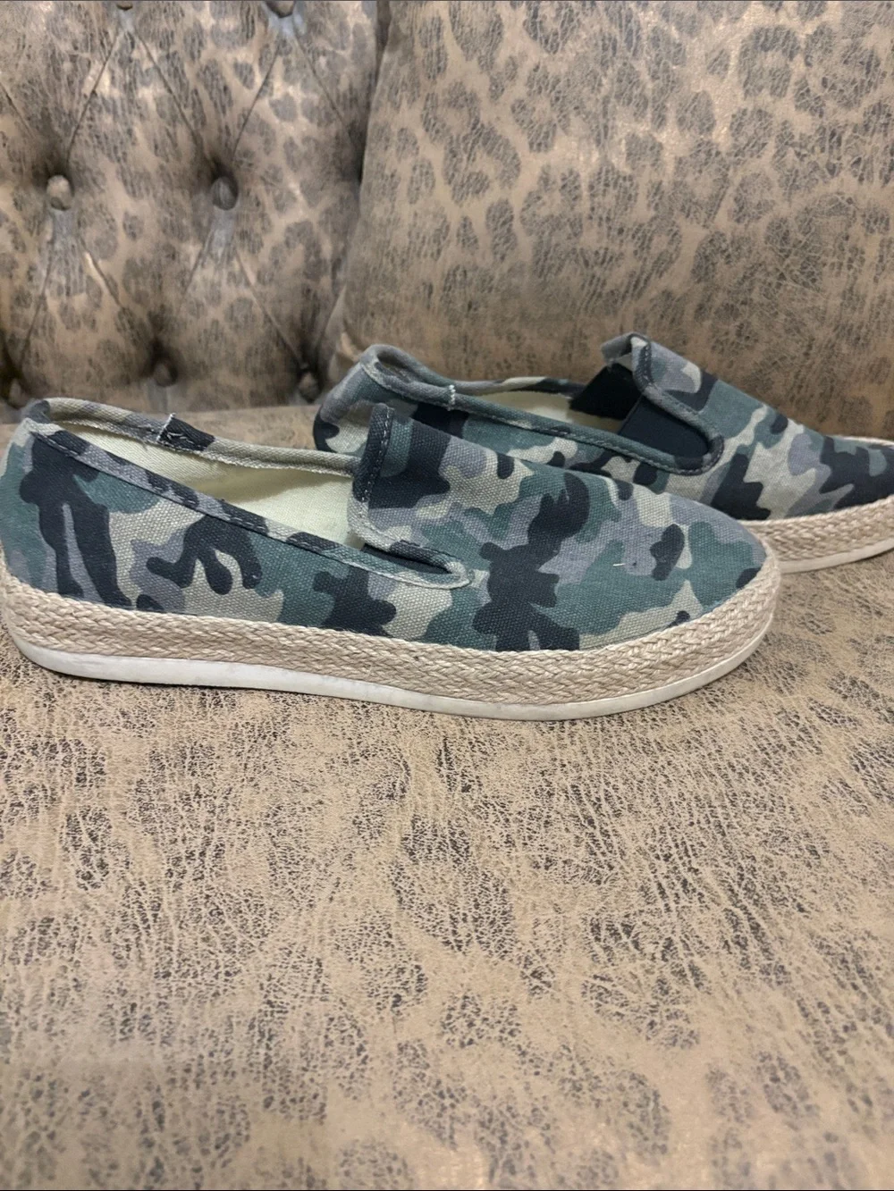 Esprit Camo Canvas Slip-On in Green and Gray